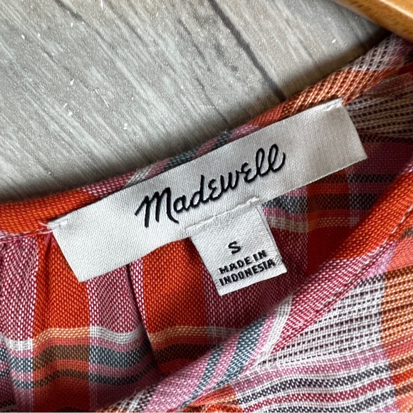 Madewell Plaid Shirred-Neck Boxy Top - Picture 3 of 8